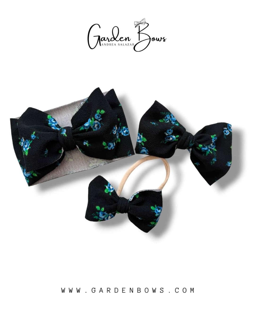 Floral Black & Blue Headwrap Size Baby