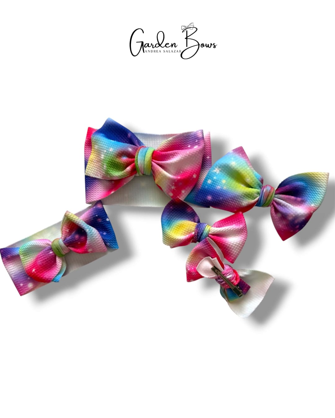 Rainbow Sparkle Pigtail Bows