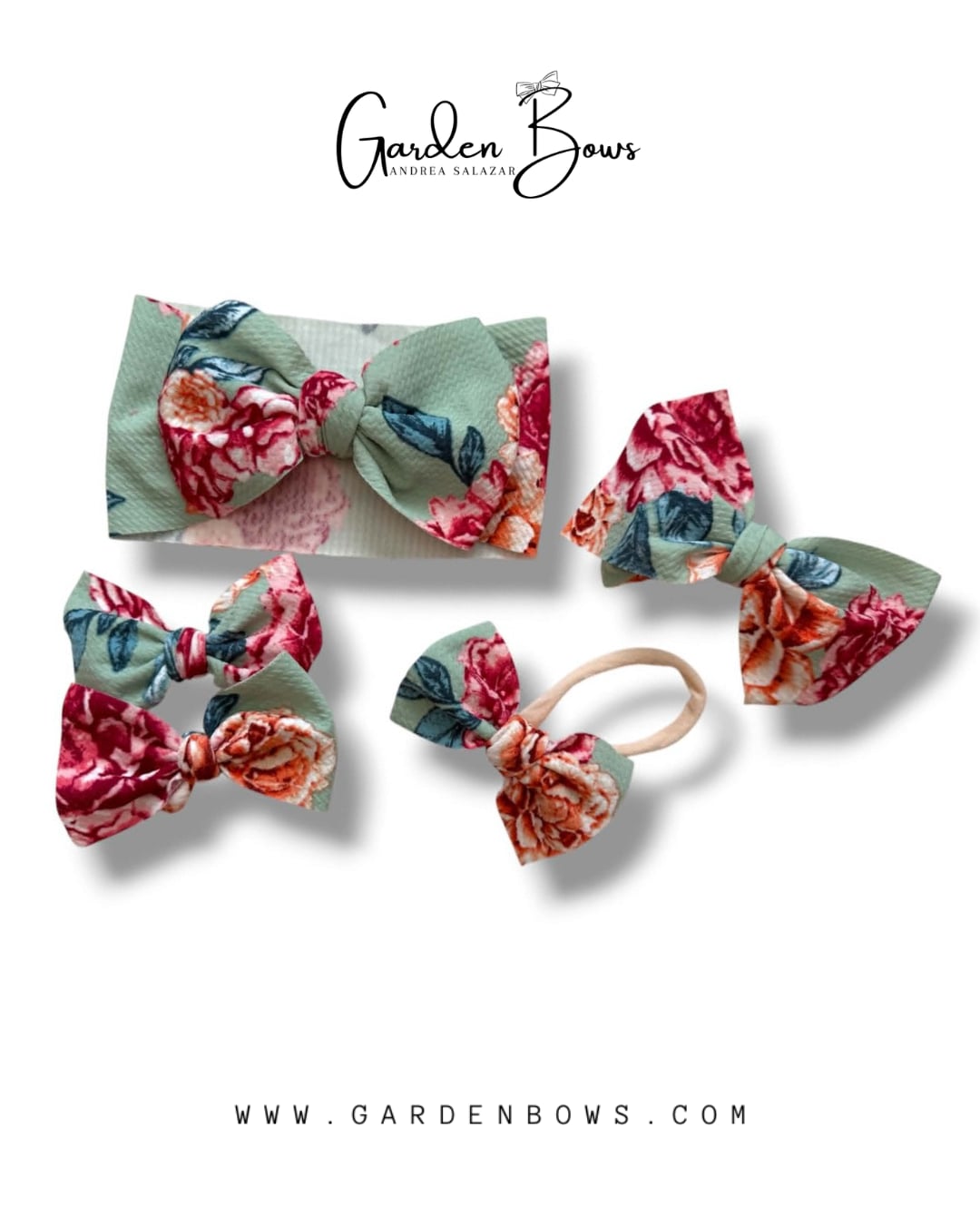 Floral-Mint Pigtail Set