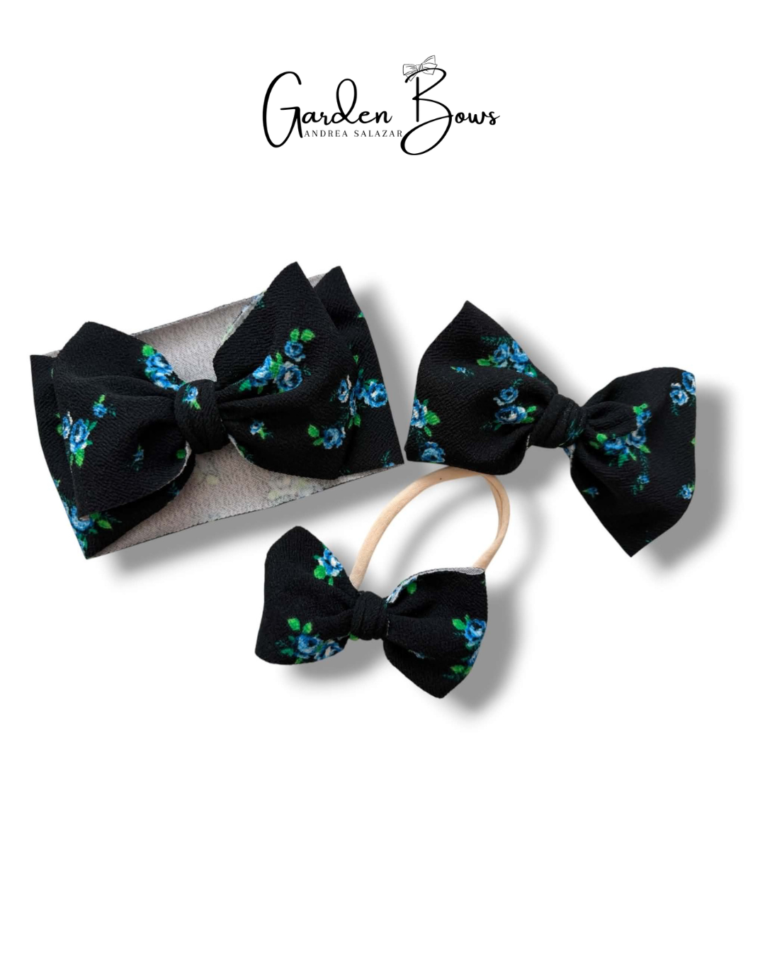 Floral Black & Blue Headwrap Size Baby
