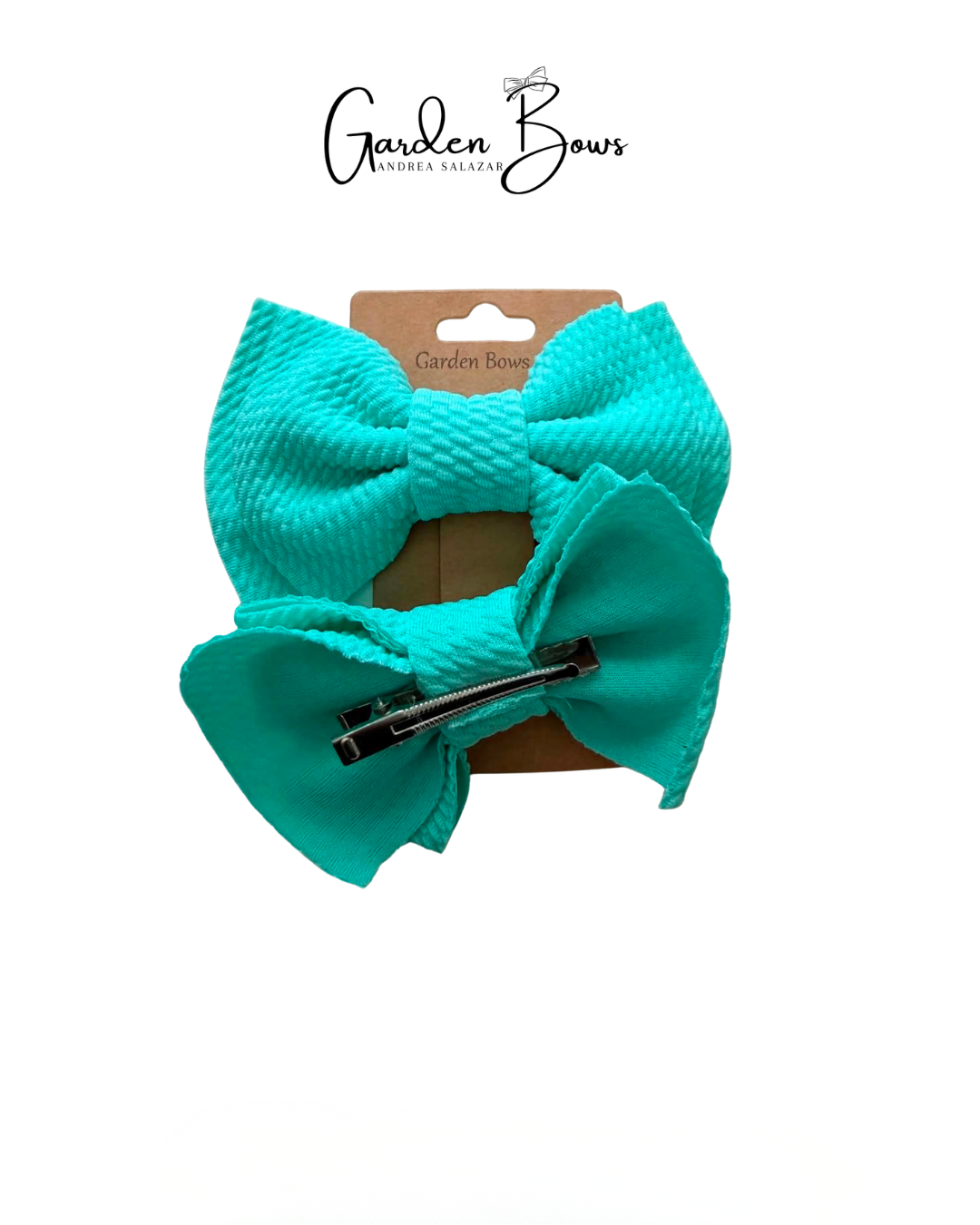 Aqua Double Bow Pigtail Set