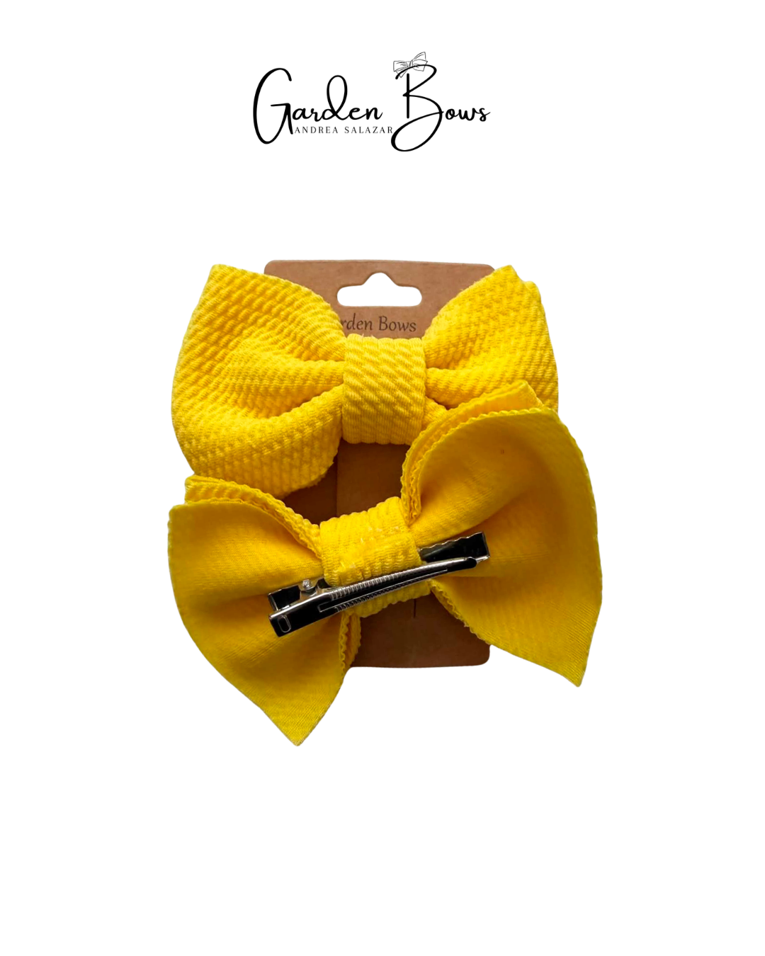 Yellow Double Bow Pigtail Set