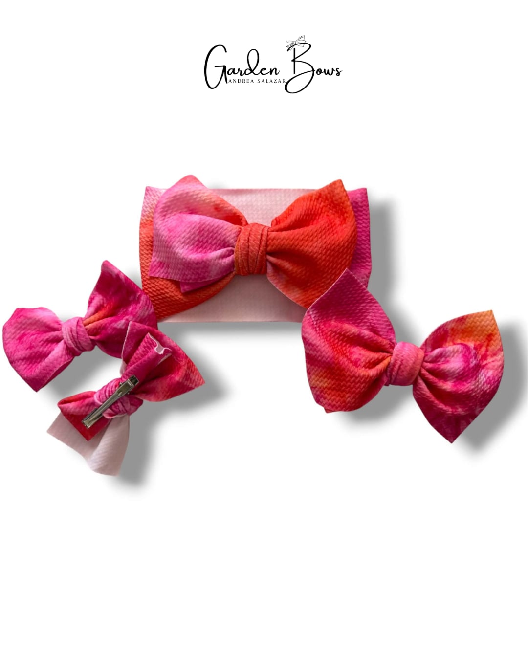 Pink & Orange Ombre Large Bow