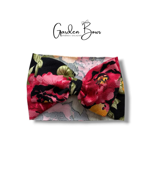Floral Black-Pink Headwrap
