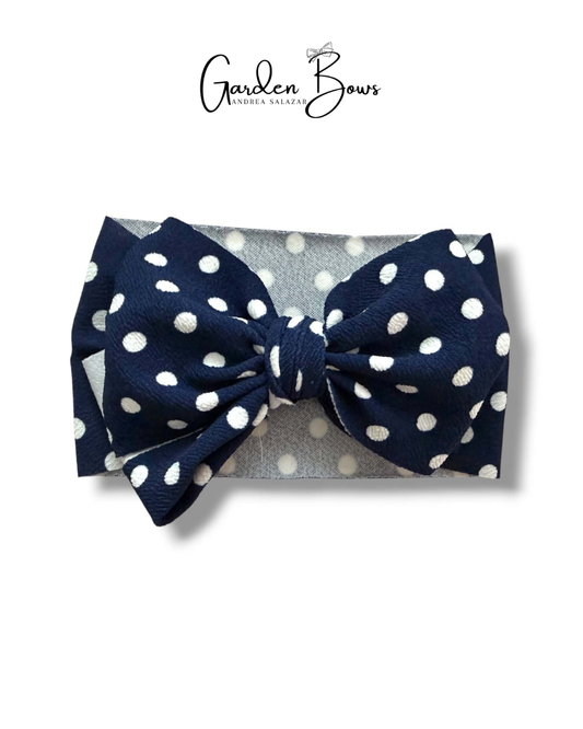 Navy Blue Polka Dot Headwrap