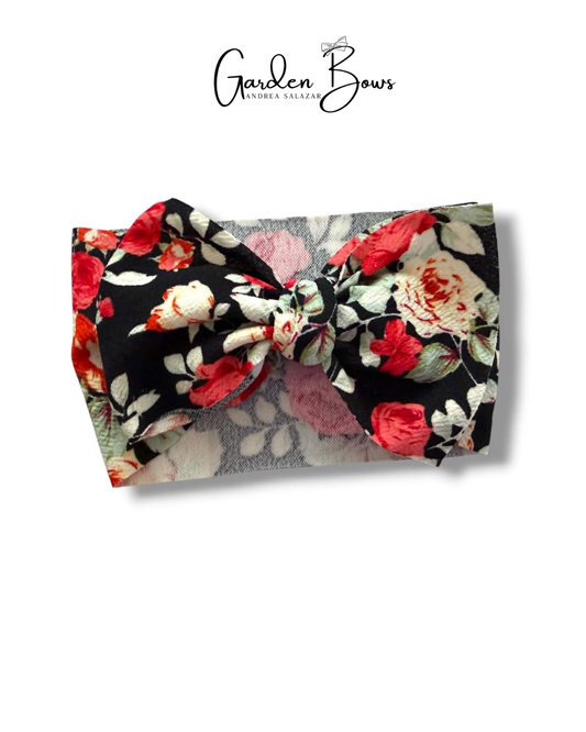 Floral Black-Red Headwrap
