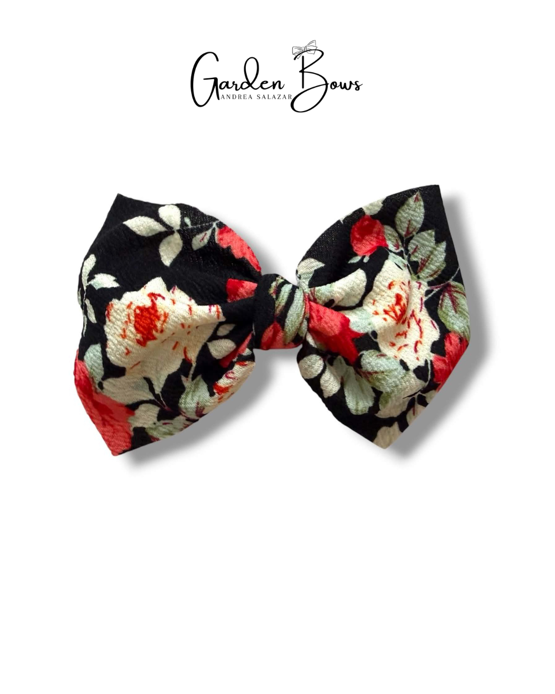 Floral Black-Red Large Bow