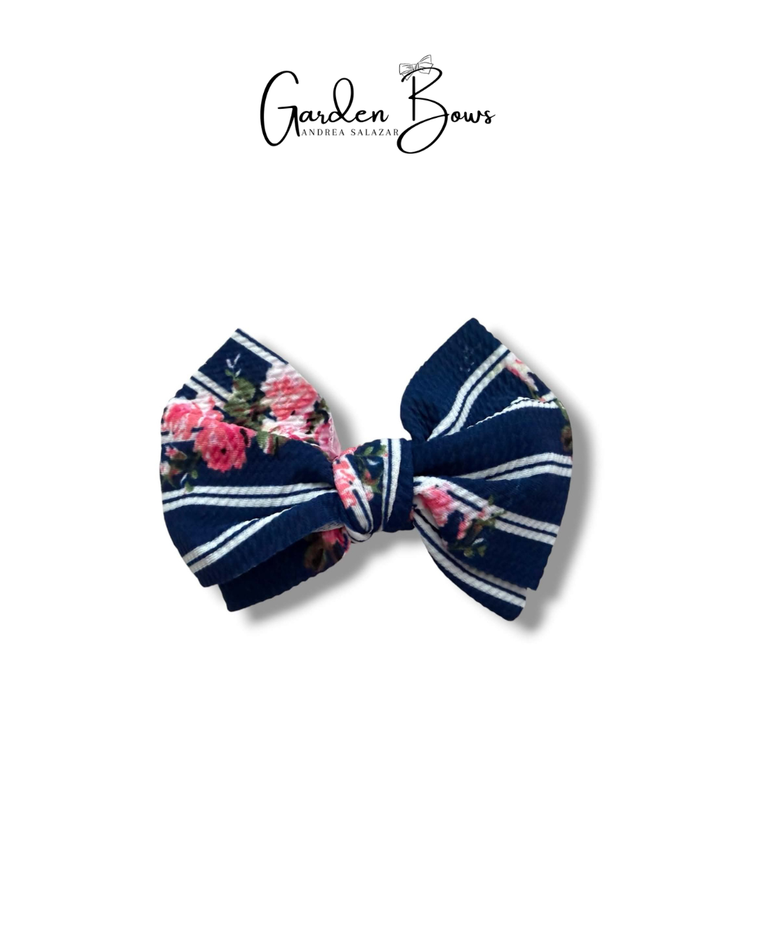 Flowers & Stripes Large Bow