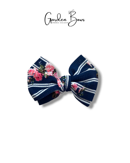 Flowers & Stripes Large Bow