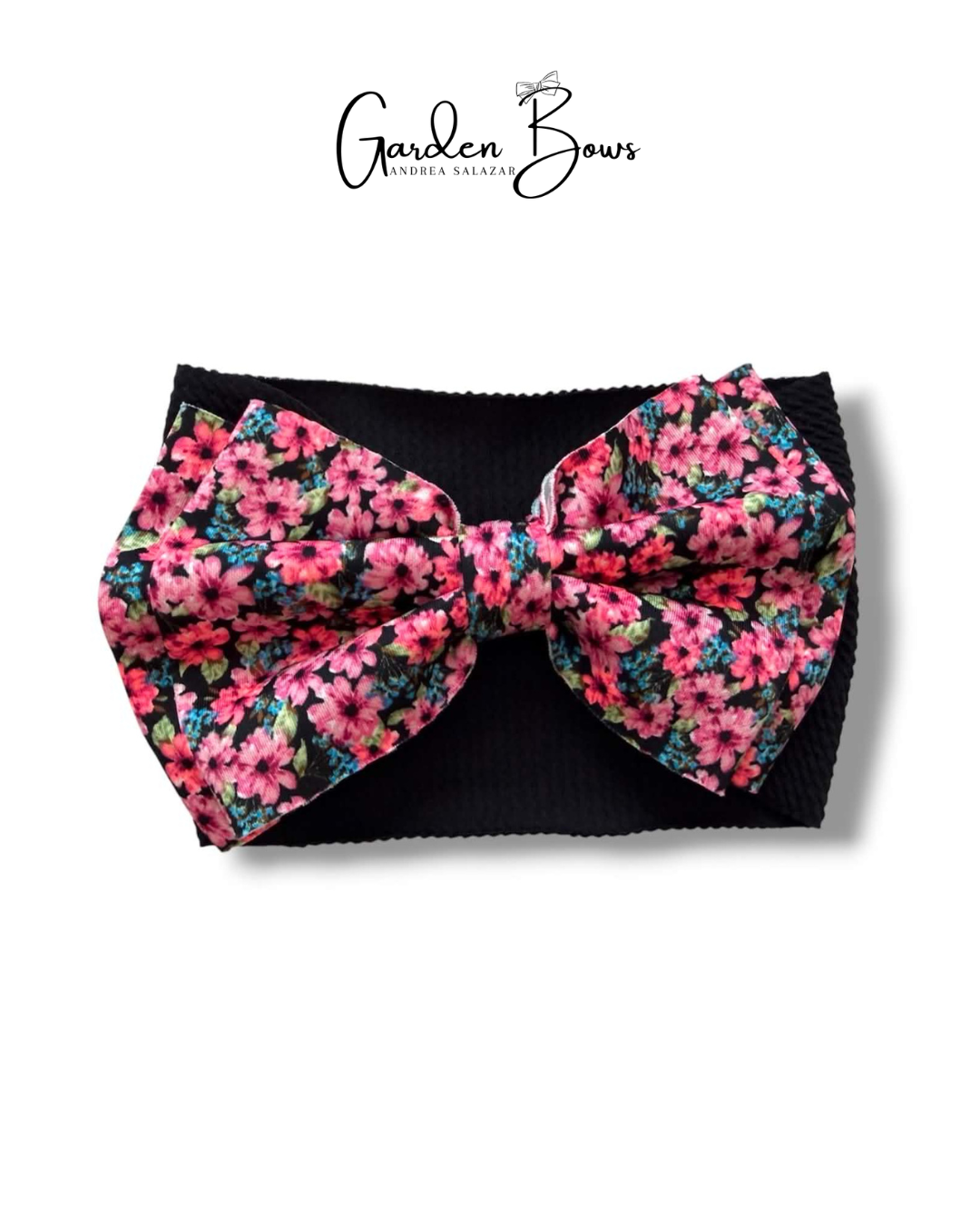Floral Pink & Black Headwrap Size-Baby