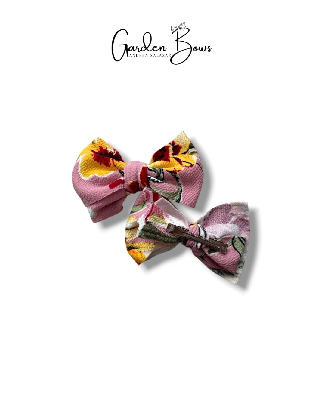 Floral Pink Pigtail Bows