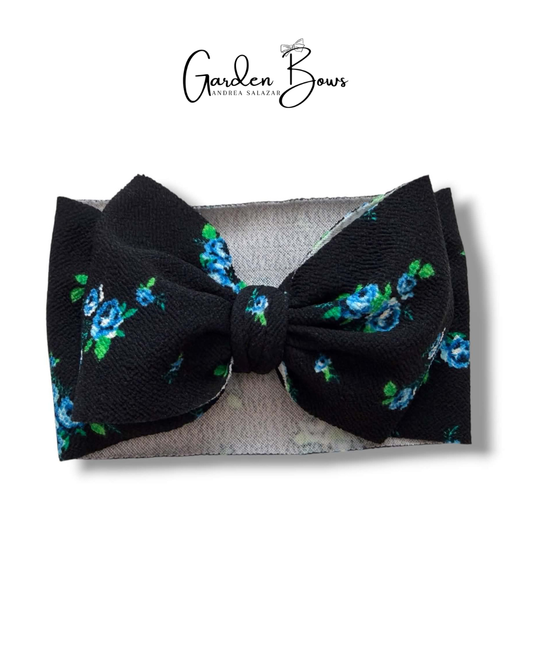 Floral Black & Blue Headwrap Size Baby