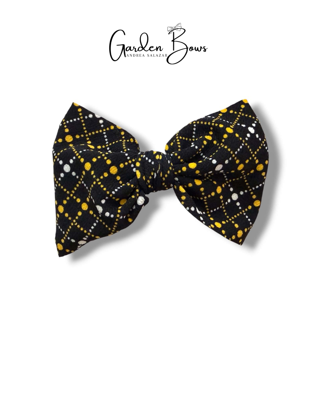 Black & Yellow Polka Dot Large Bow