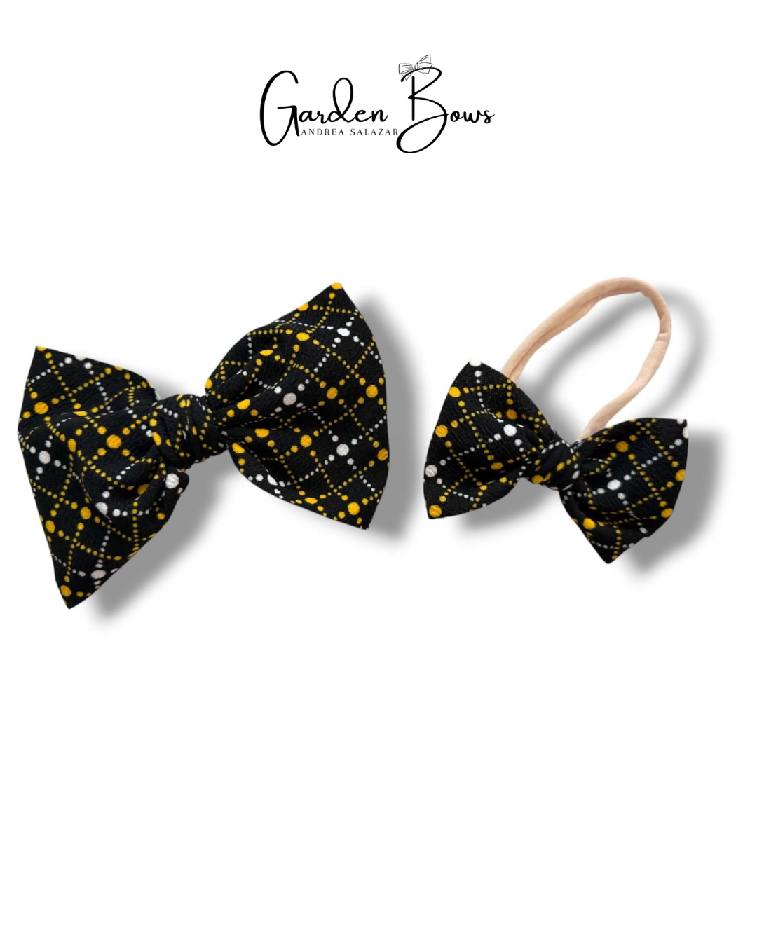 Black & Yellow Polka Dot Large Bow