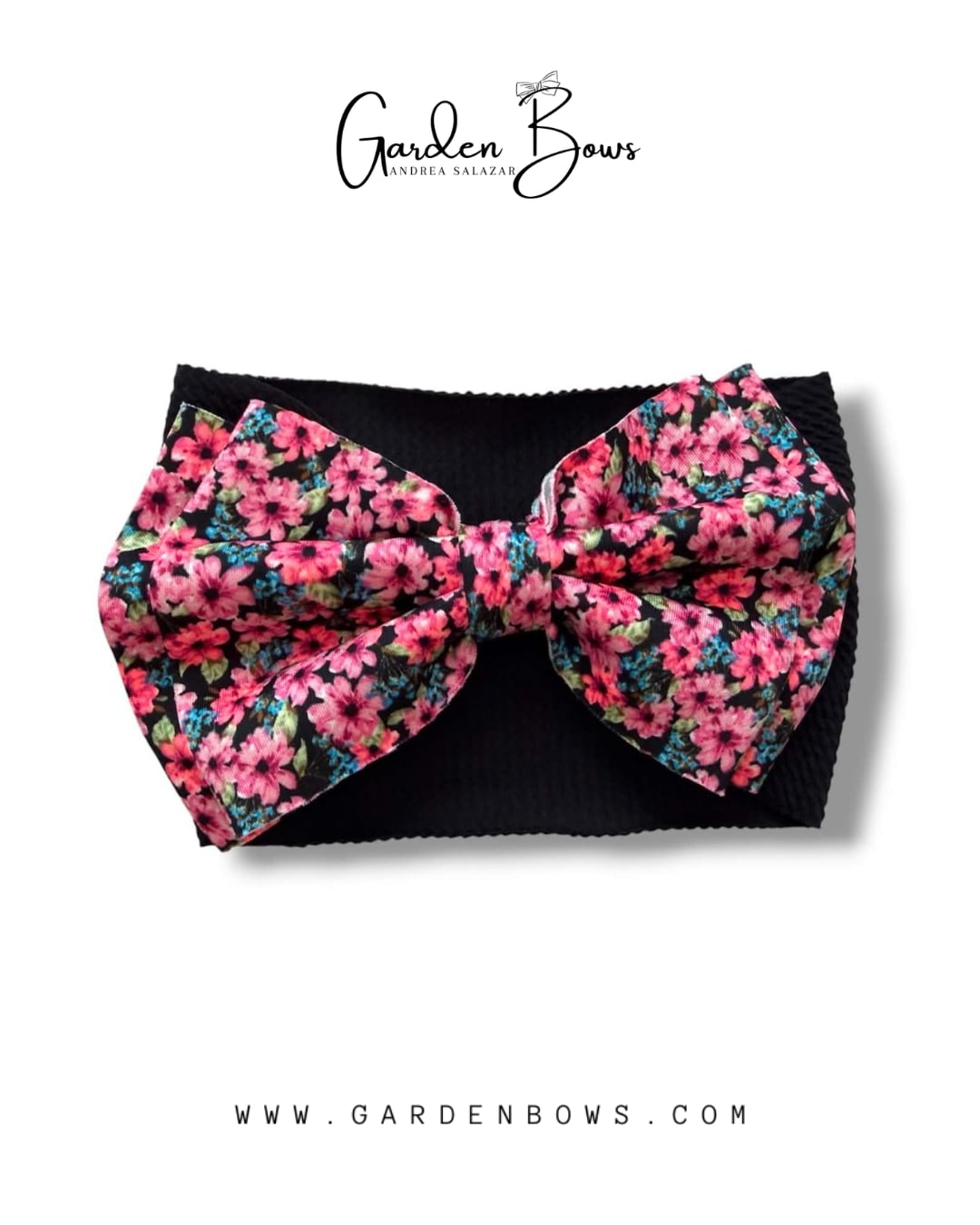 Floral Pink & Black Headwrap Size-Baby