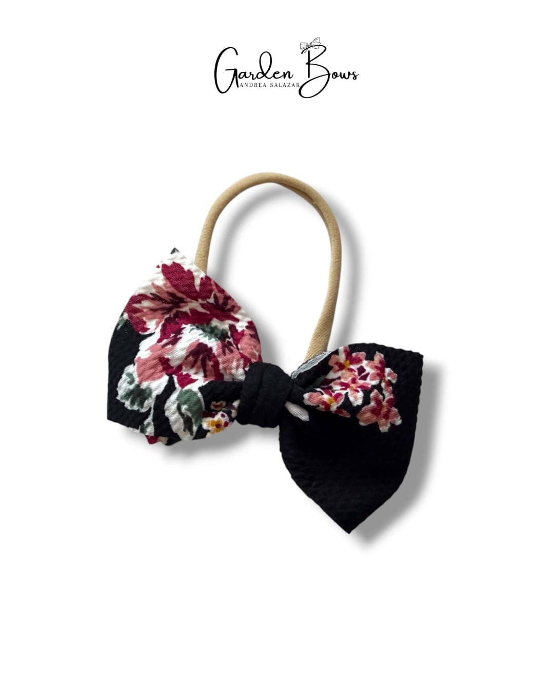 Black Floral Nylon Headband