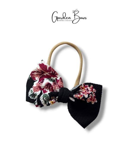 Black Floral Nylon Headband