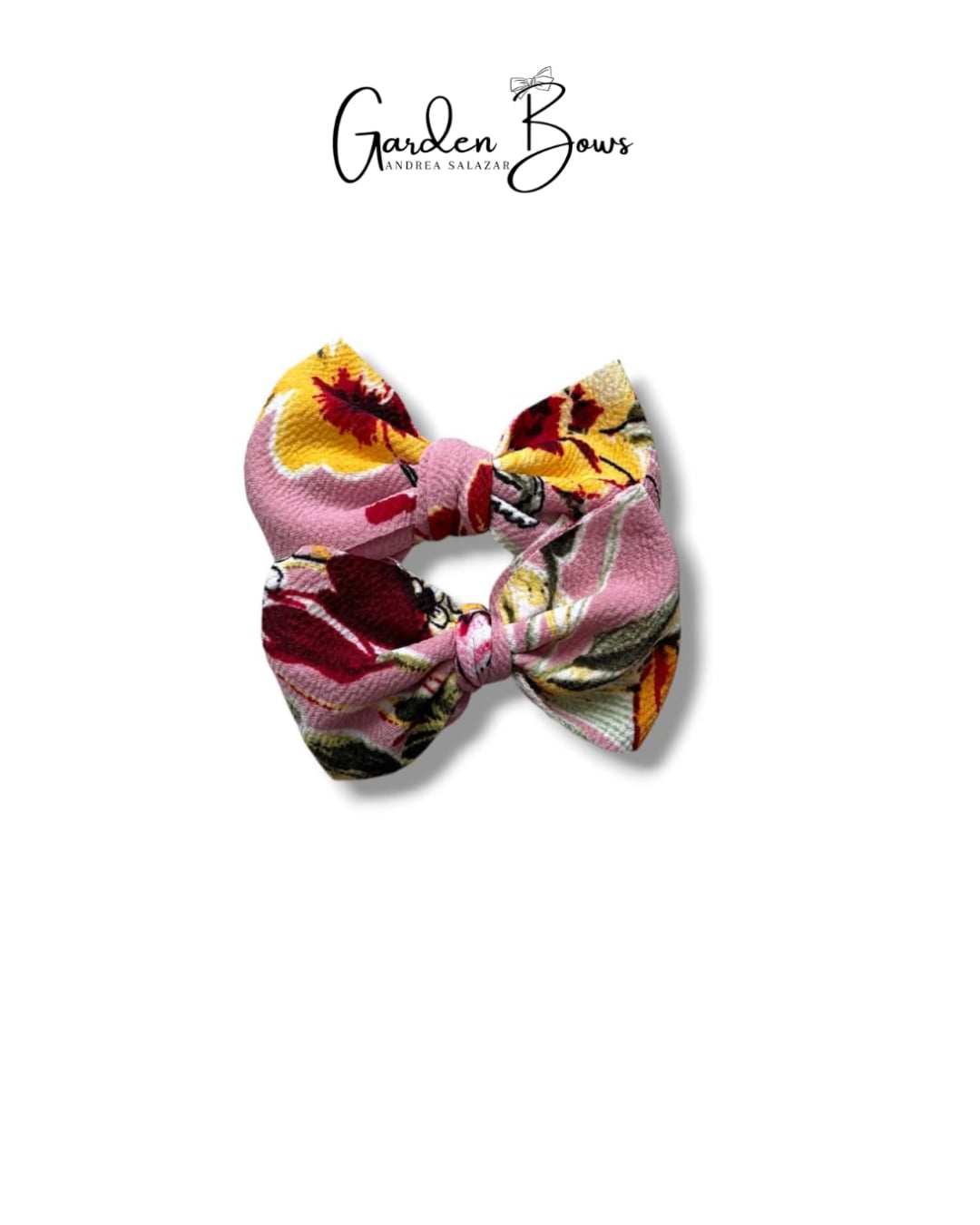 Floral Pink Pigtail Bows