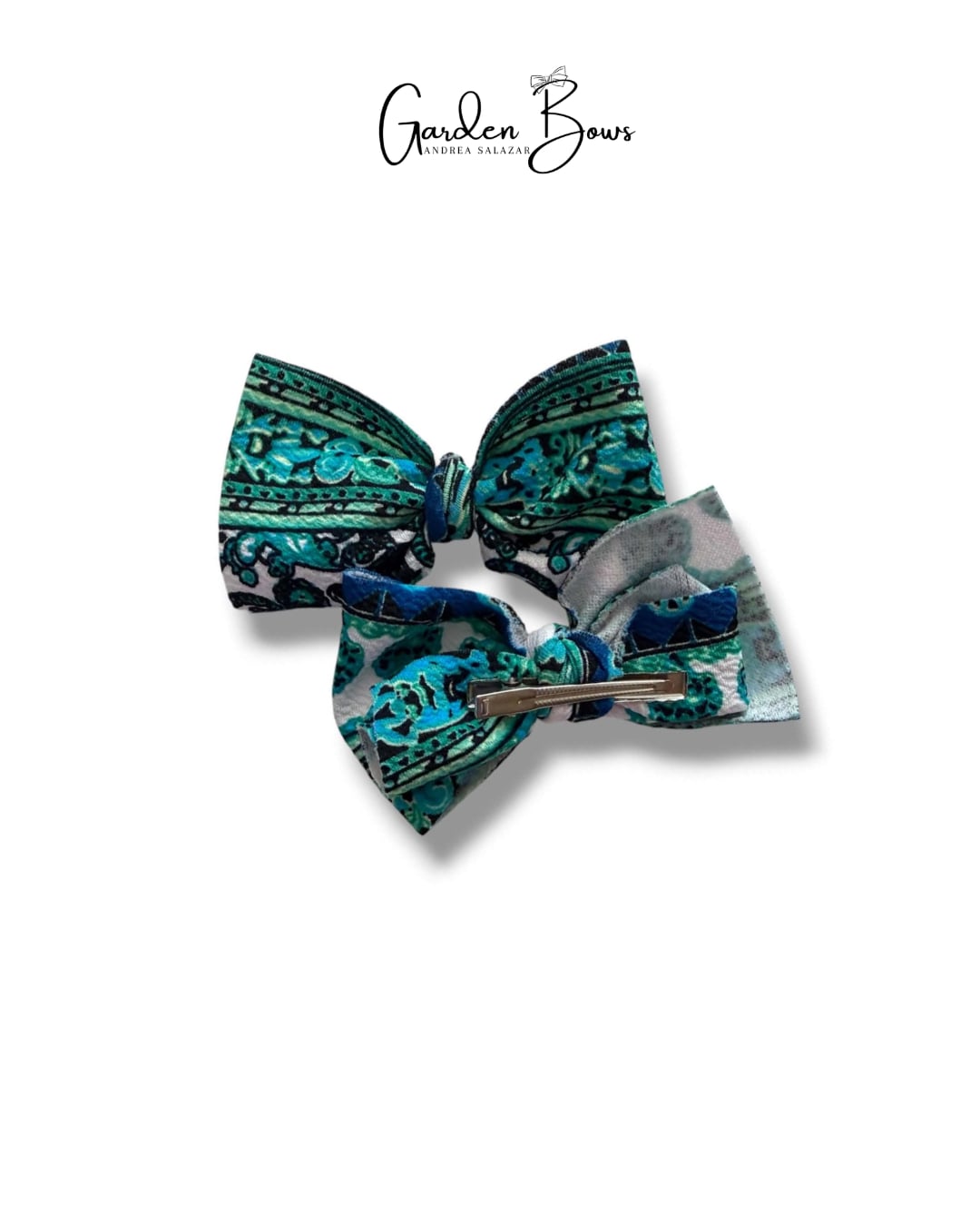 Tribal Blue Pigtail Bows