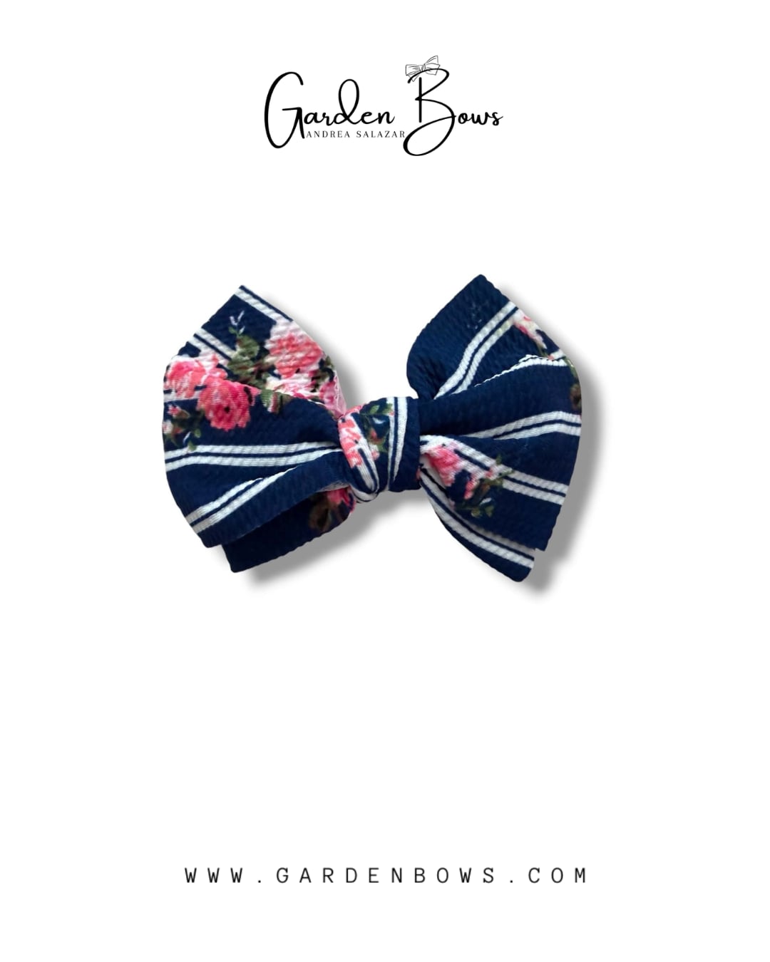 Flowers & Stripes Large Bow