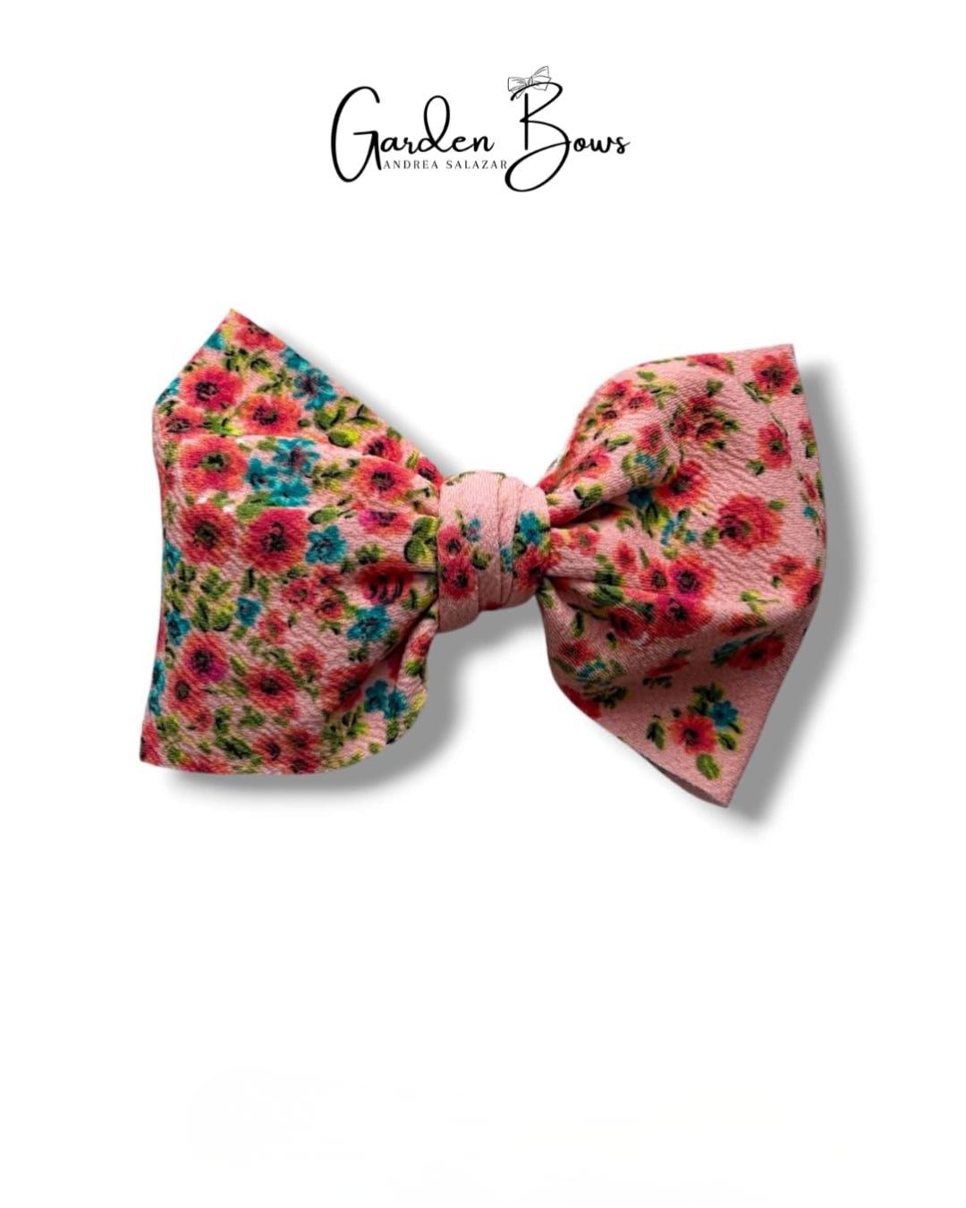 Floral Coral Pink Large Bow
