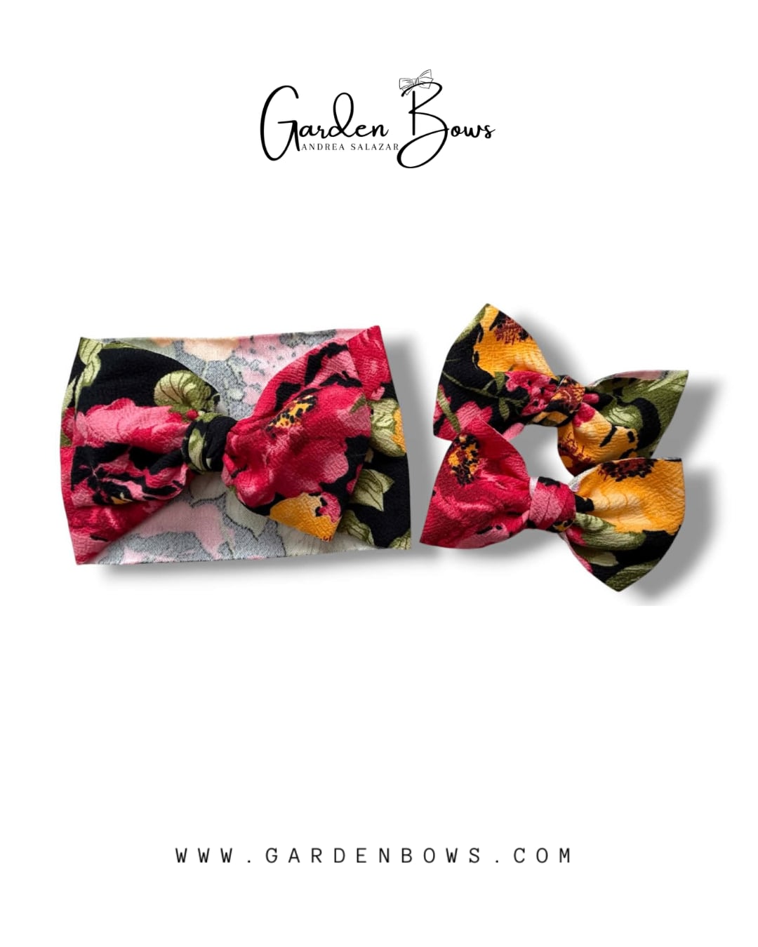 Floral Black-Pink Pigtail Set