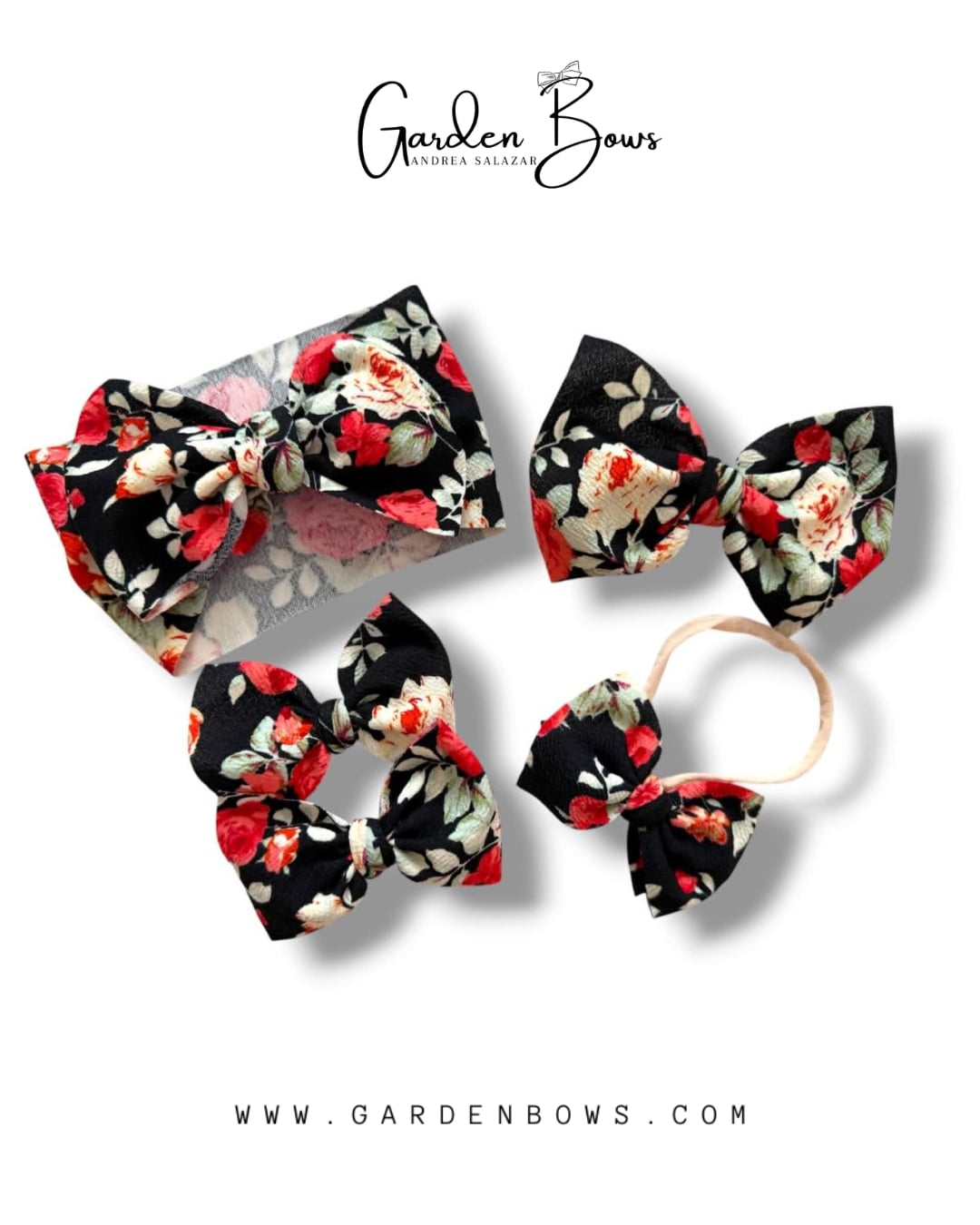 Floral Black-Red Headwrap