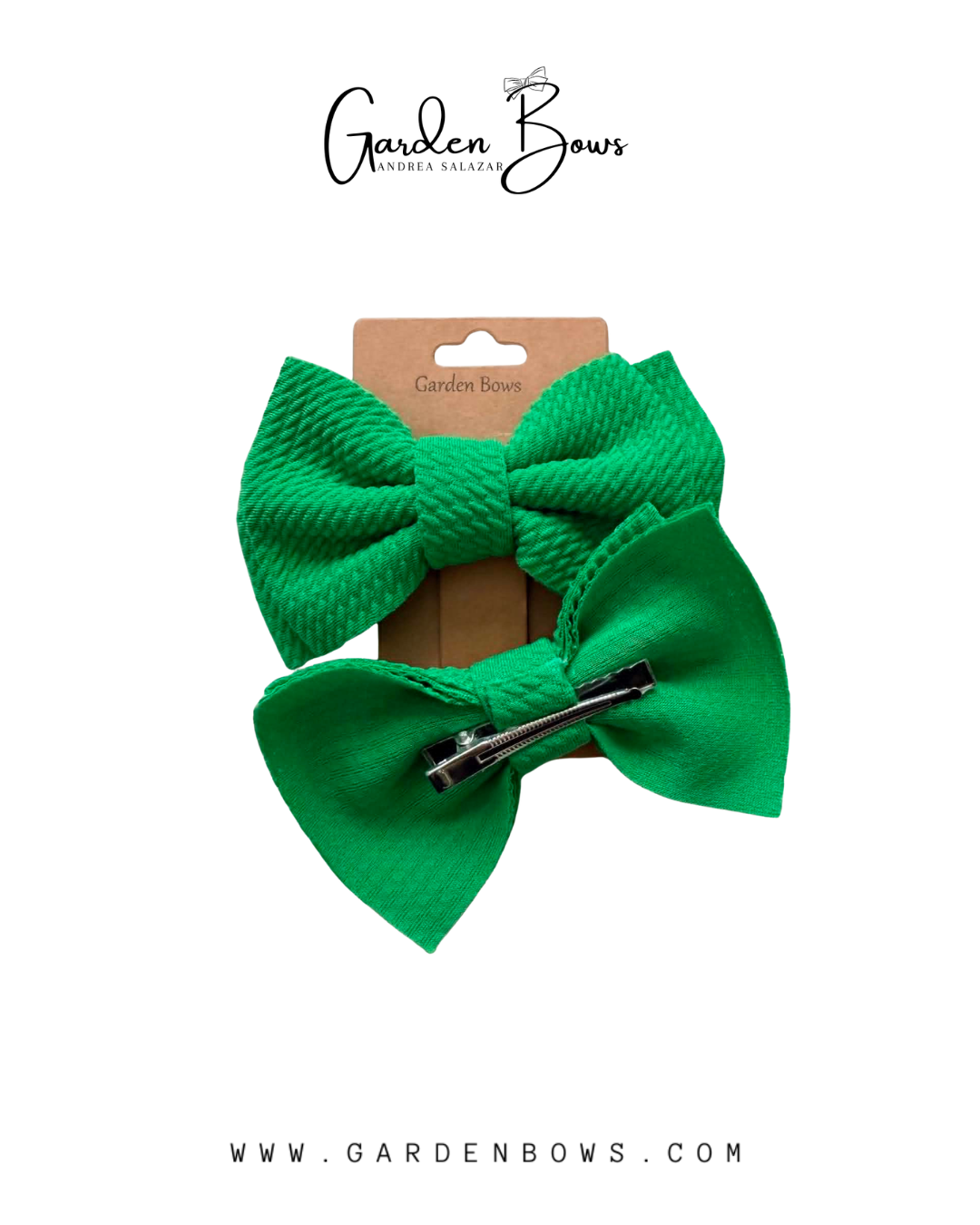 Green Double Bow Pigtail Set