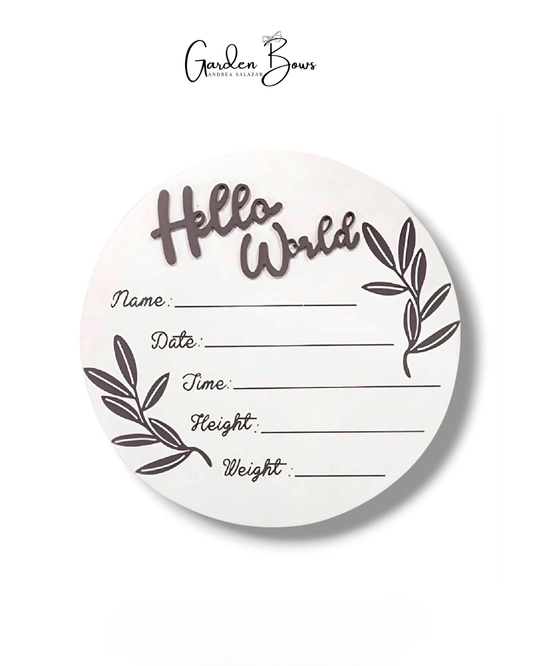 Hello World- Circle Wood Plaque