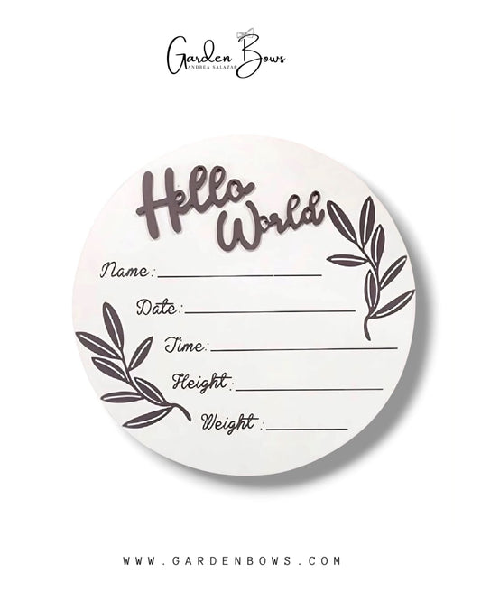 Hello World- Circle Wood Plaque