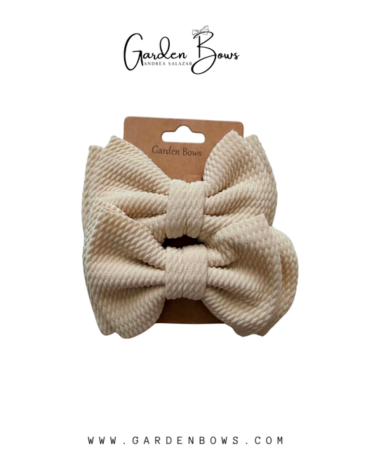 Nude Double Bow Pigtail Set