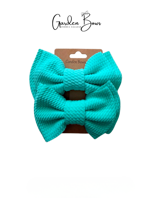 Aqua Double Bow Pigtail Set