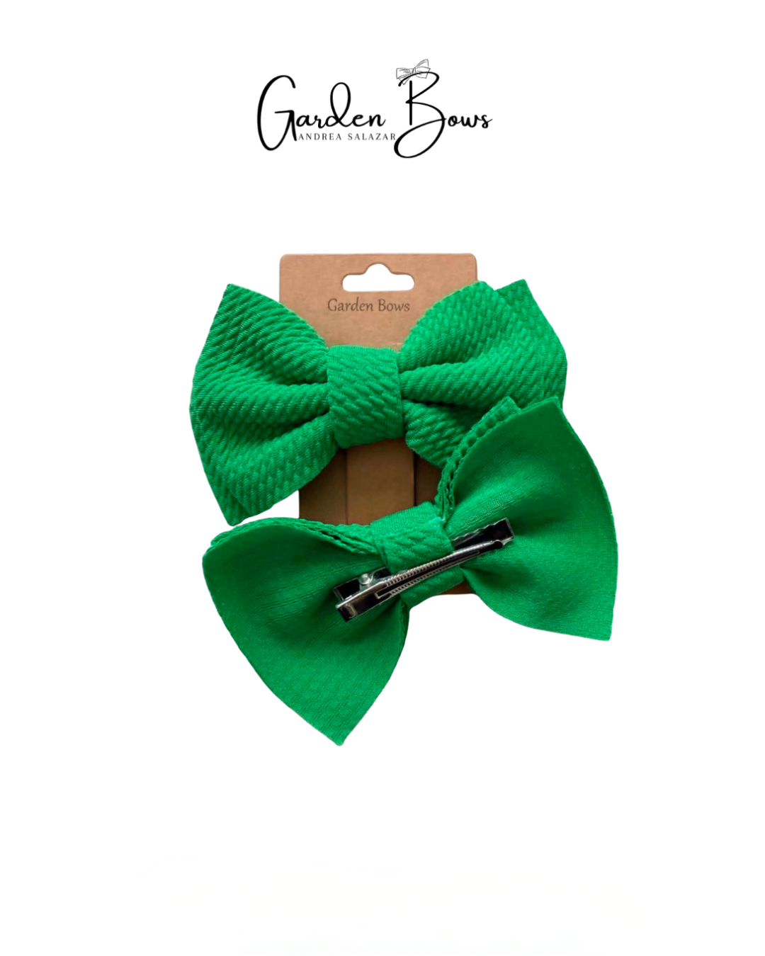 Green Double Bow Pigtail Set