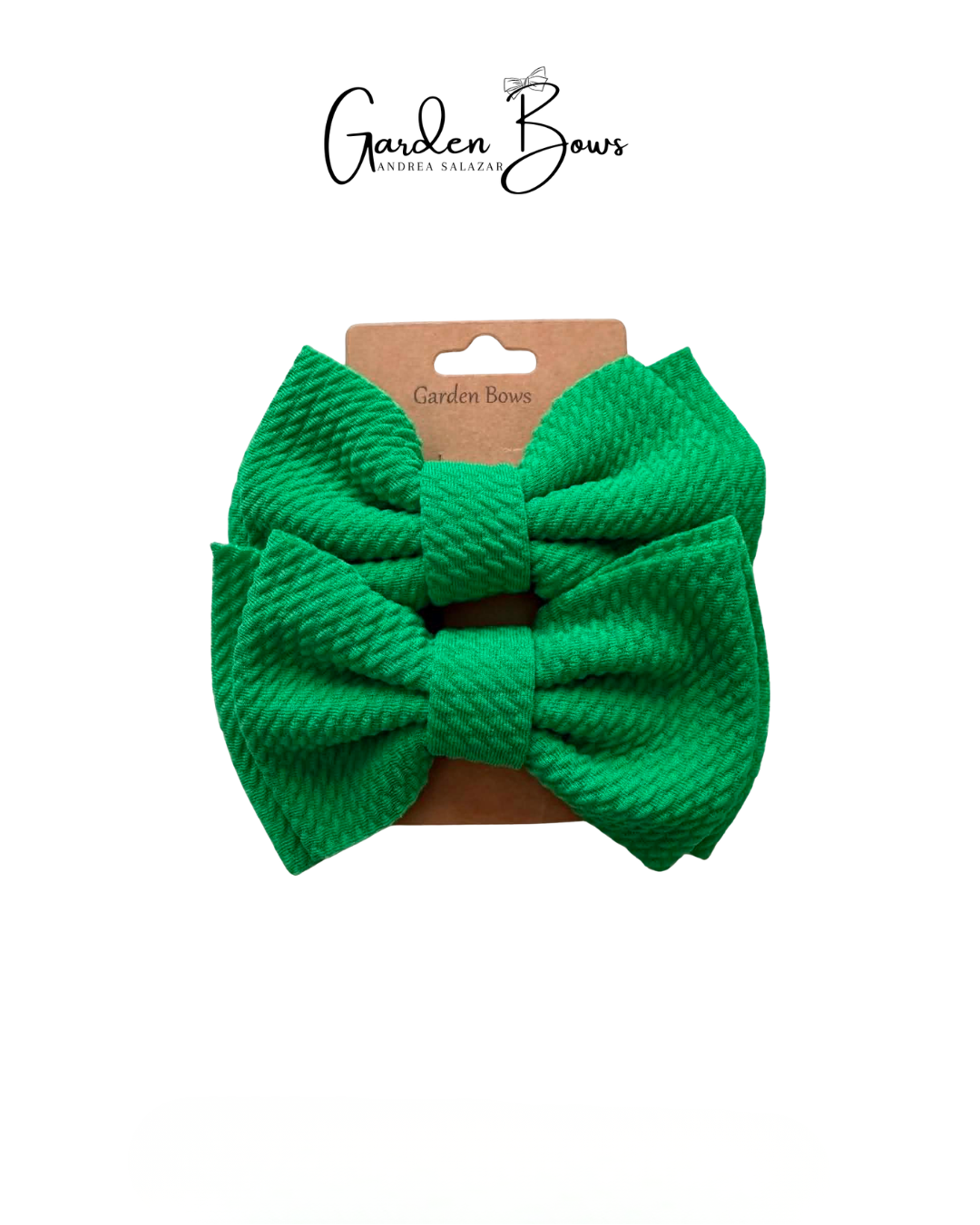 Green Double Bow Pigtail Set