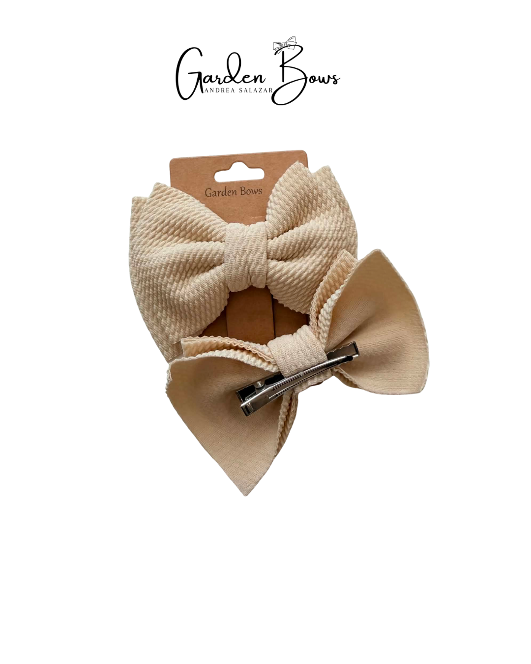 Nude Double Bow Pigtail Set