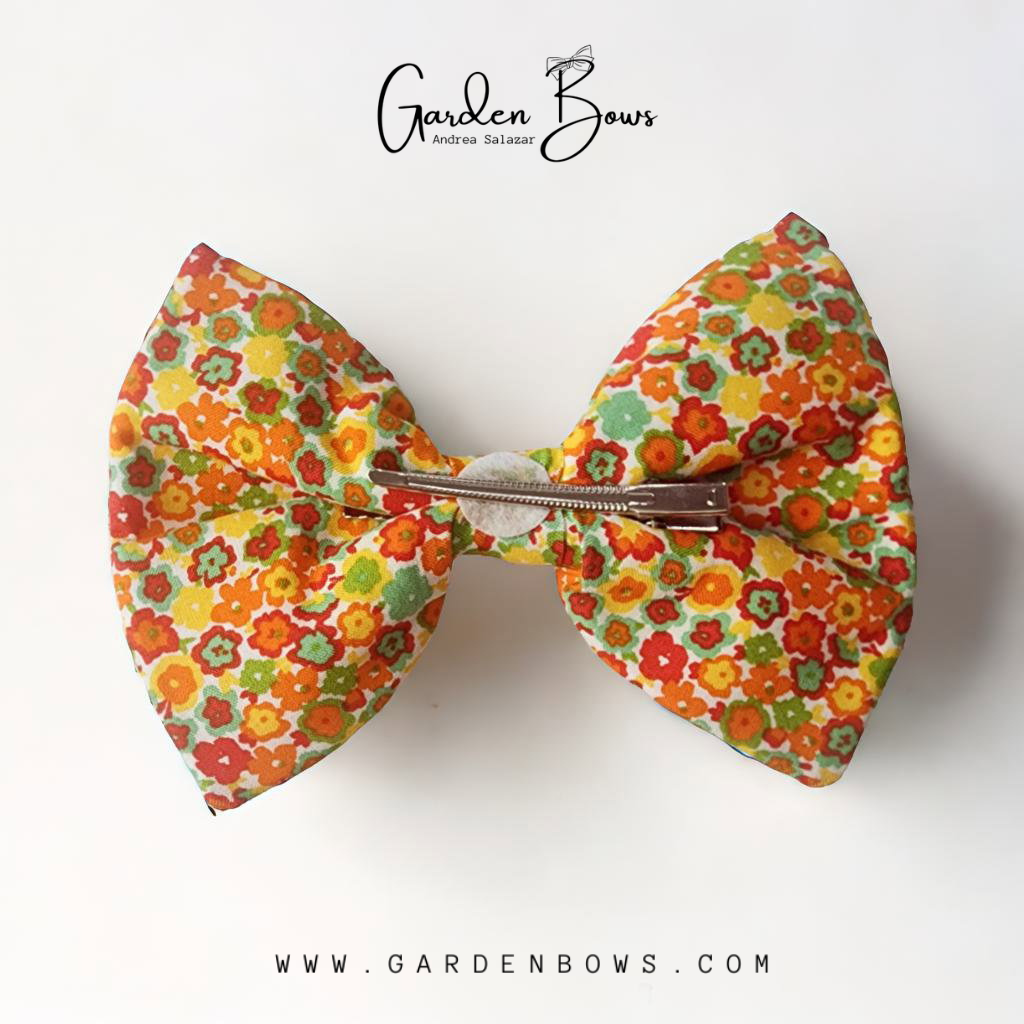 Orange Floral Bow