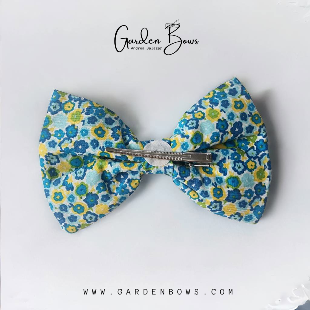 Blue Floral  Bow