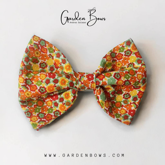 Orange Floral Bow