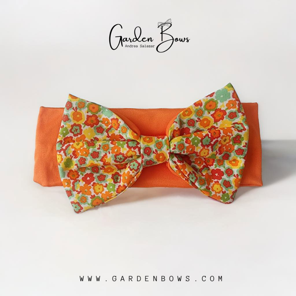 Orange Floral Bow