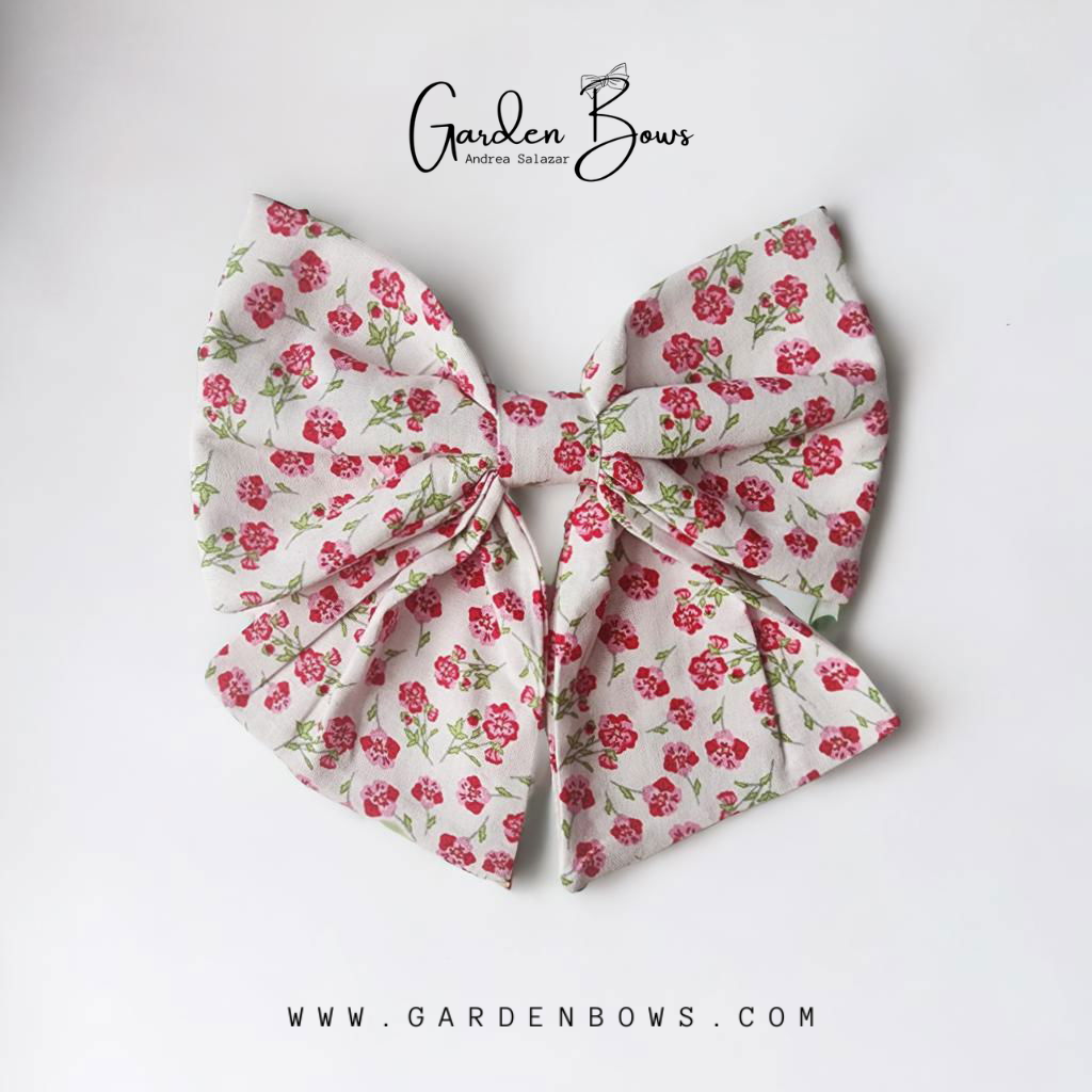 Red Floral Cheer Bow