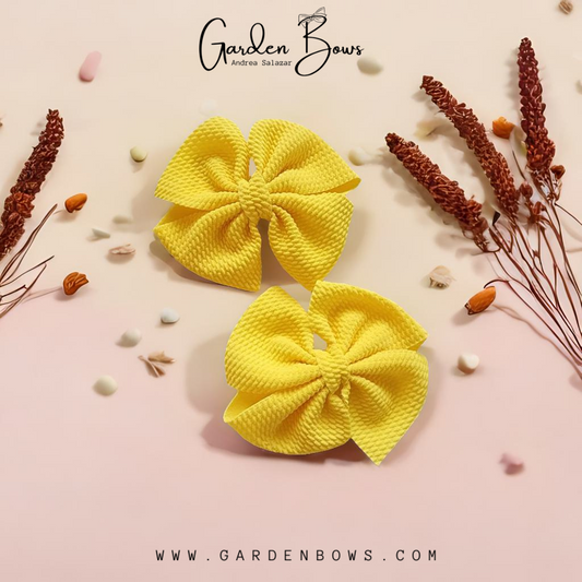 Pinwheel Yellow Pigtail Bows