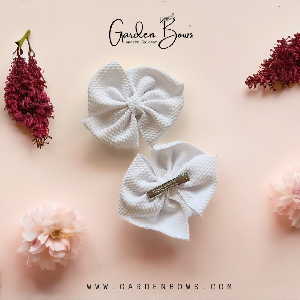 Pinwheel White Pigtail Bows