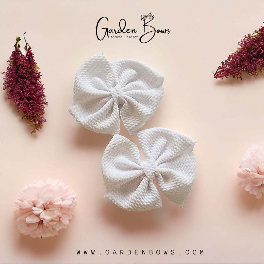 Pinwheel White Pigtail Bows