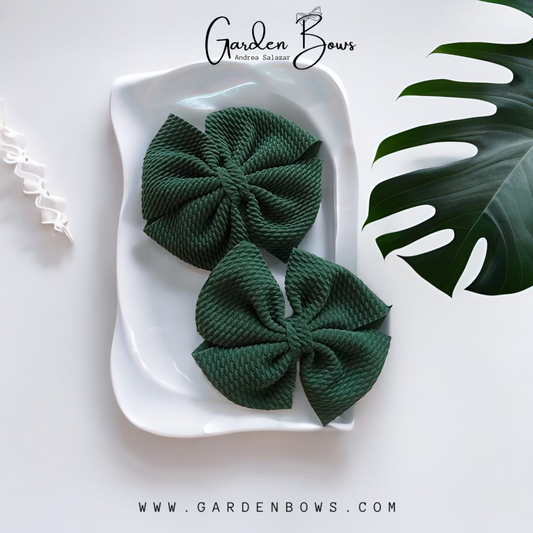 Pinwheel Olive Green Pigtail Bows