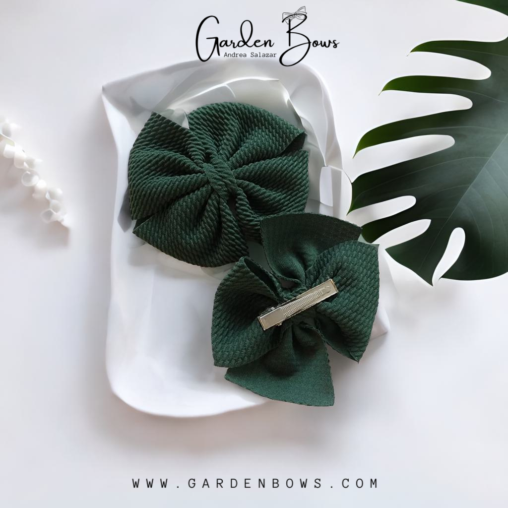 Pinwheel Olive Green Pigtail Bows