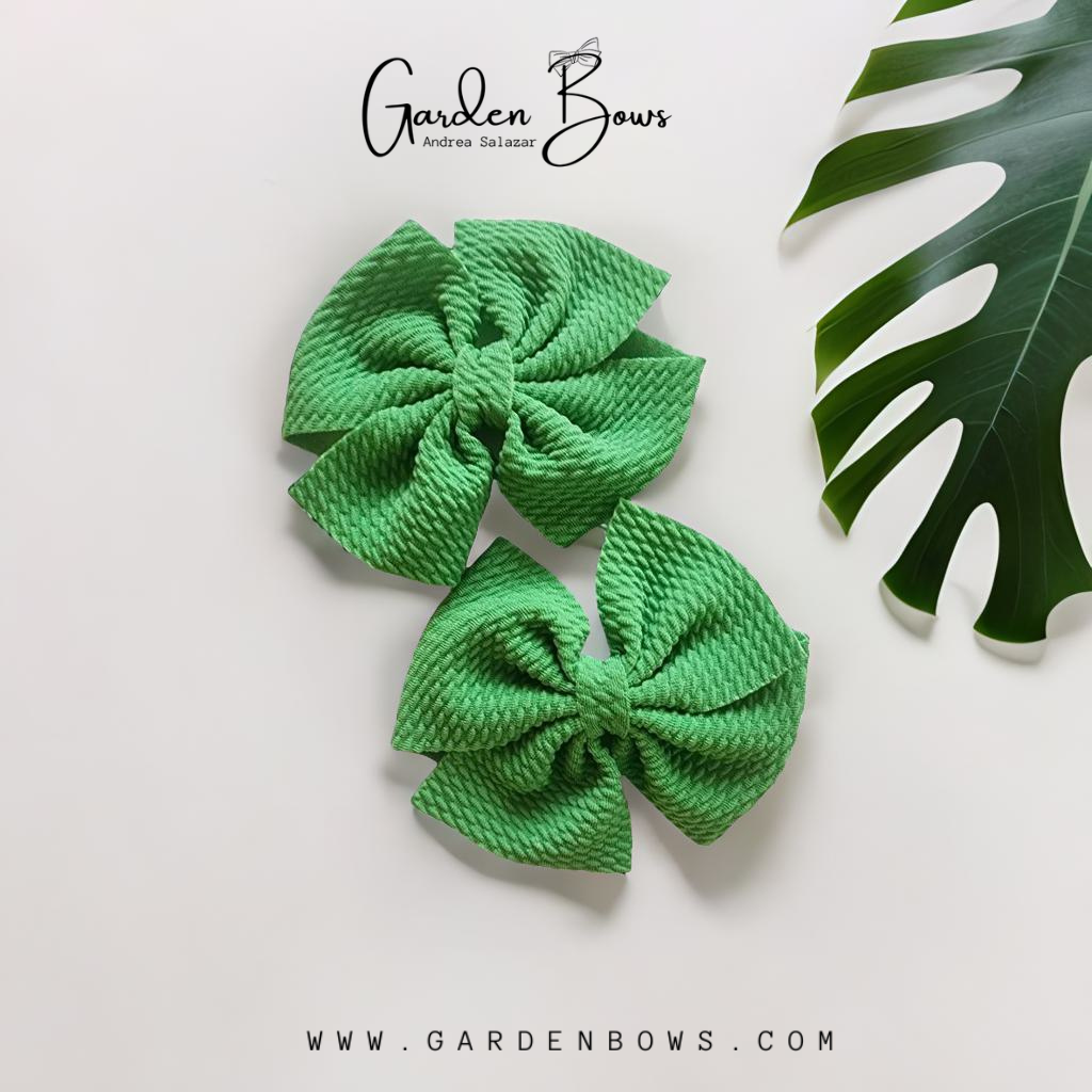 Pinwheel Green Pigtail Bows